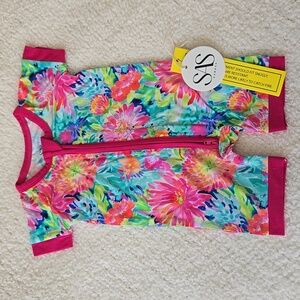 NWT SAS Bamboo Colorful Floral Shortie  Romper